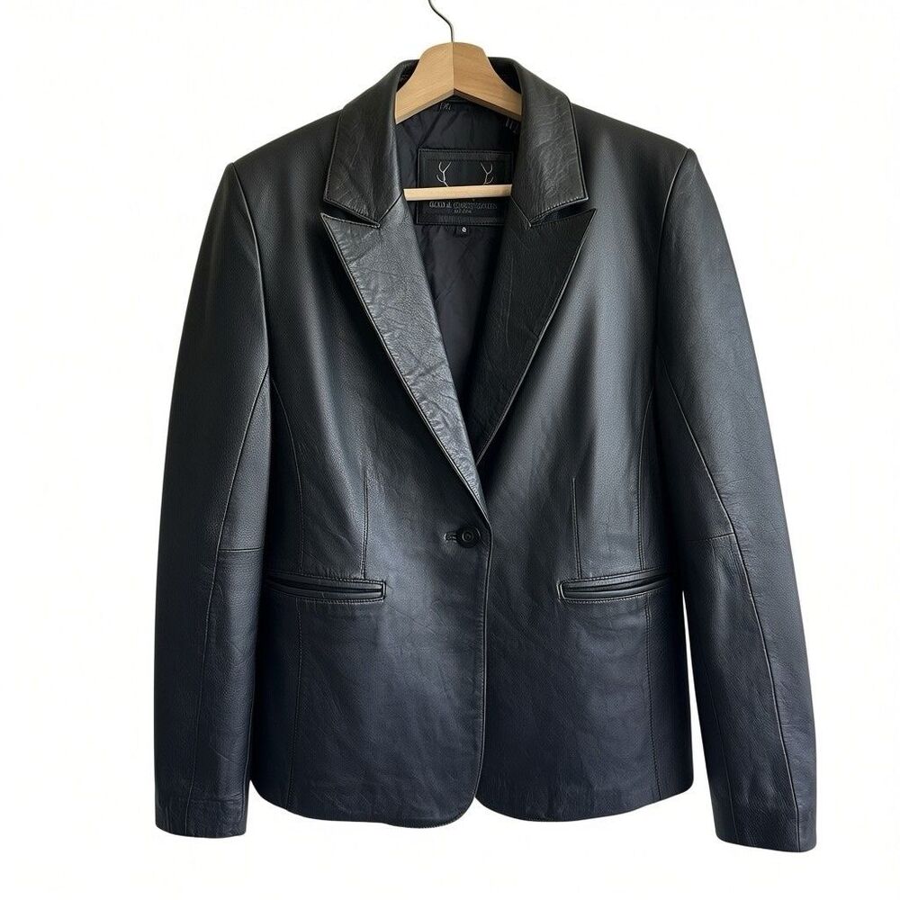 Bod & Christensen Leather Jacket S Black One Button Lined Women’s Blazer